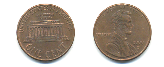 США 1 ЦЕНТ 2000 D ЛИНКОЛЬН KM 201b цинк плакированный медью 86-427