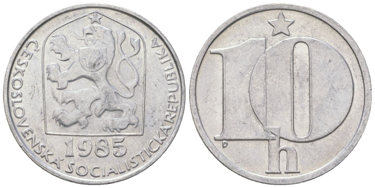 Чехословакия 10 геллеров 1985 KM 80 алюминий aUNC 4115-719