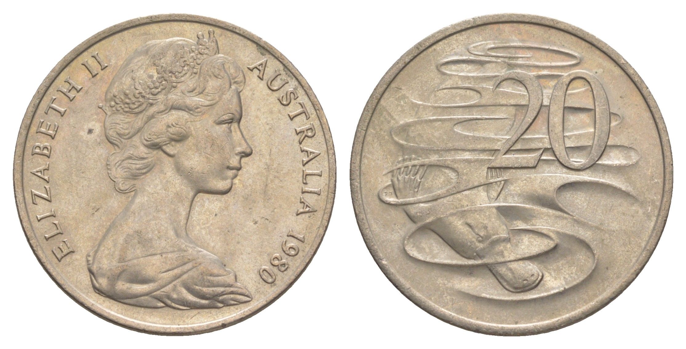 Австралия 20 центов 1980 Елизавета II (1952-2022), утконос KM 66 медно-никель 4381-532