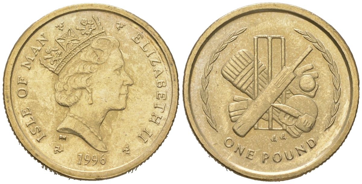 Остров Мэн 1 фунт 1996 Елизавета II (1952-2022) KM 594 никель латунь 4619-153