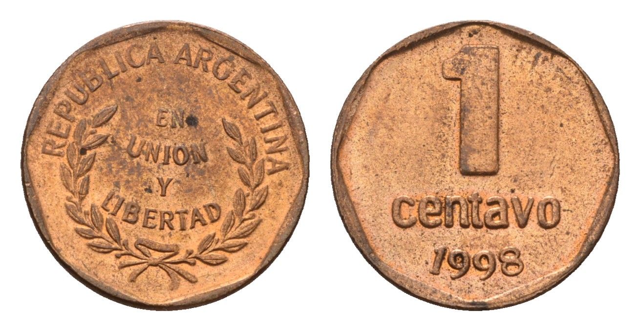 Аргентина 1 сентаво 1998 KM 113a бронза aUNC 4679-322