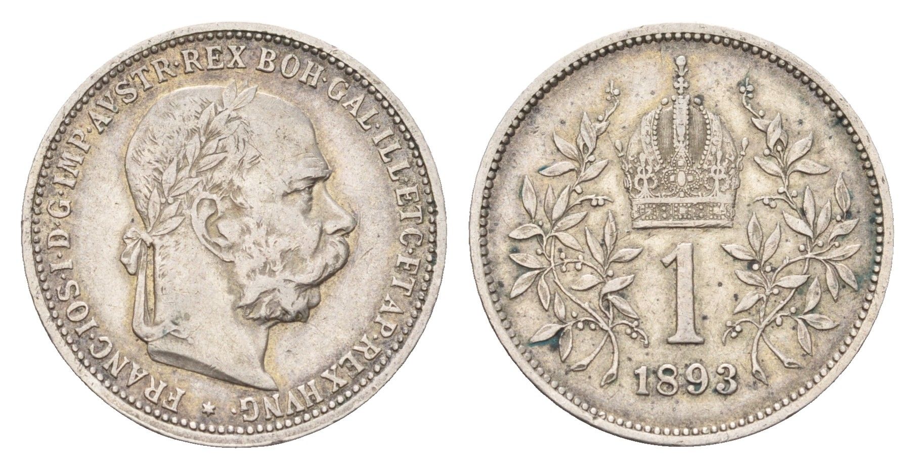Австрия 1 крона 1893 Франц Иосиф I (1848-1916) KM 2804 серебро 51-347