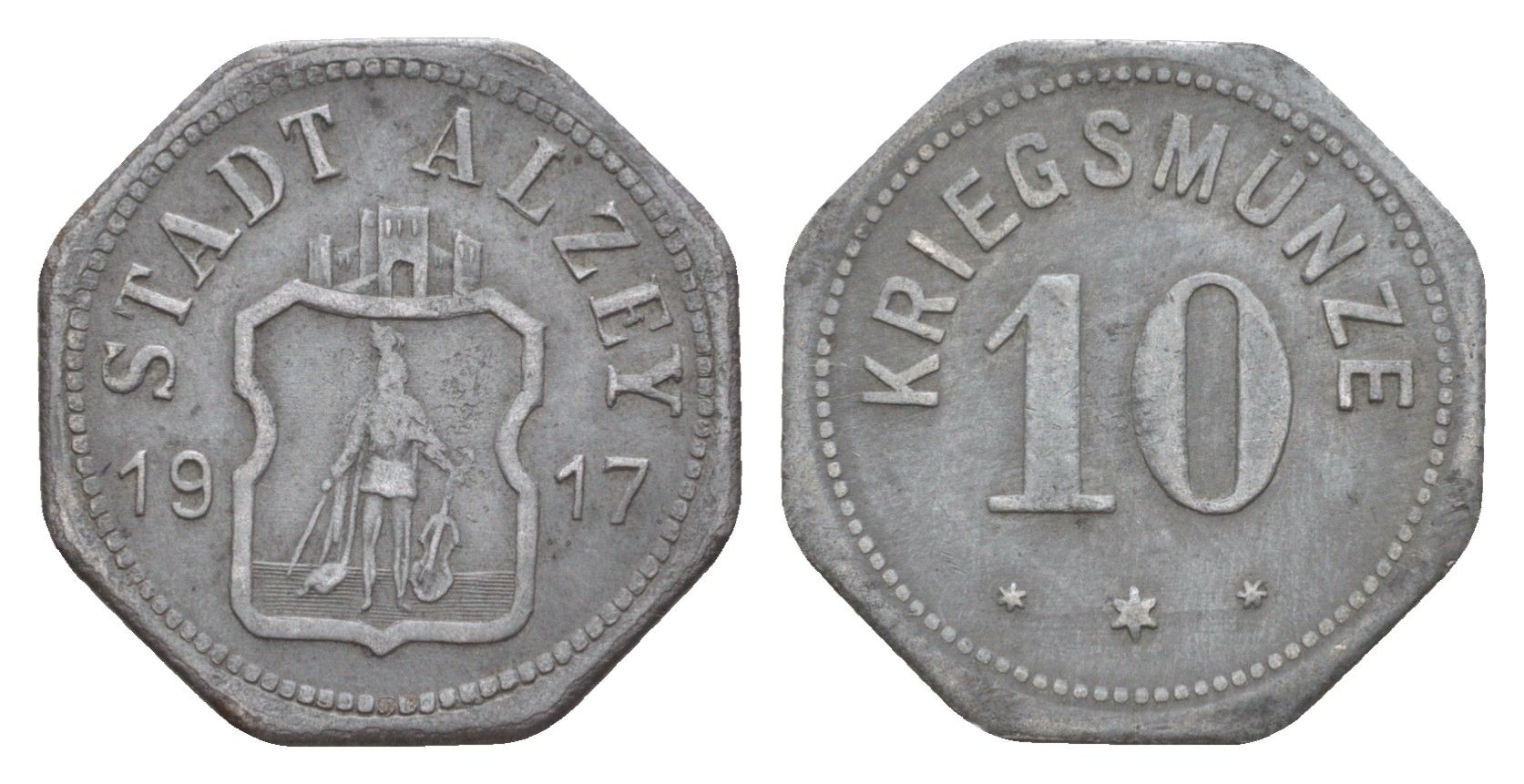 Альцай 10 пфеннигов 1917 Funck 14.3, Men05 468.3, Men18 642.3 железо 4643-952