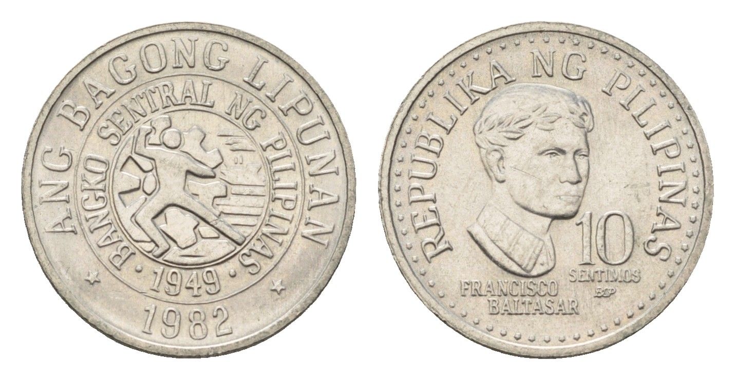 Филиппины 10 сентимо 1982 KM 226 медно-никель UNC 4549-435