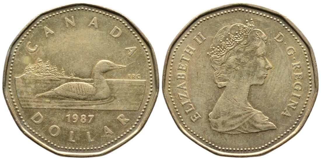 Канада 1 доллар 1987 Елизавета II (1952-2022), утка KM 157 никель плакированный алюминиевой бронзой 4364-1314