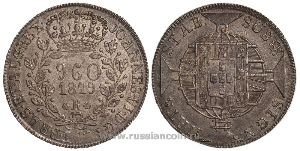 Бразилия Португальская 960 рейс 1819 R KM 326.1 серебро 00-804-15