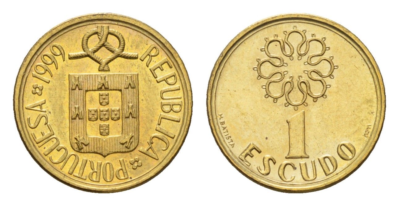 Португалия 1 эскудо 1999 KM 631 никель латунь UNC 4674-762