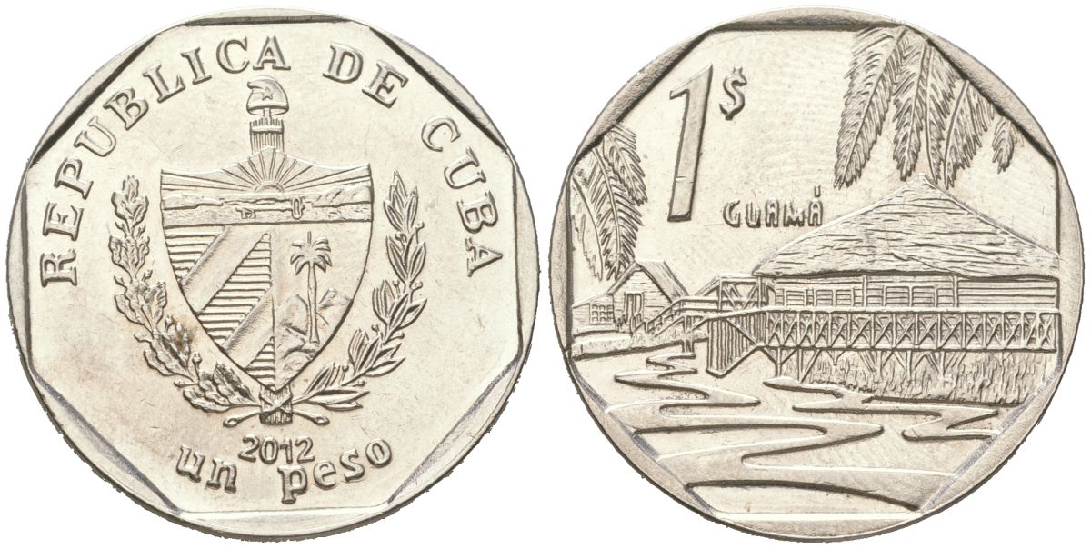 Куба 1 песо 2012 KM 579 сталь плакированная никелем UNC 4616-1016