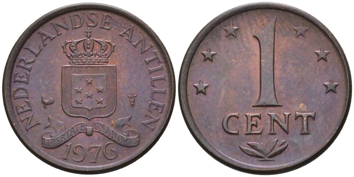 Нидерландские Антилы 1 цент 1976 Юлиана (1948-1980) KM 8 бронза 4585-947