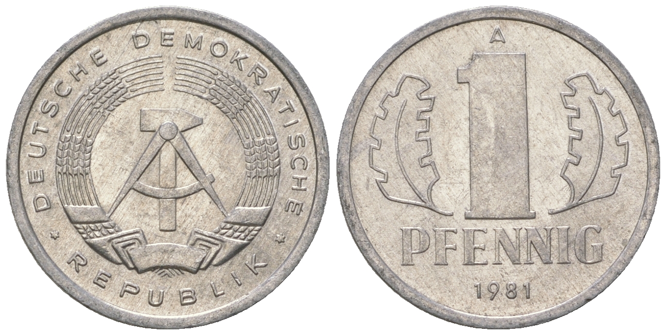 ГДР 1 пфенниг 1981 А KM 8.2 алюминий 4623-431