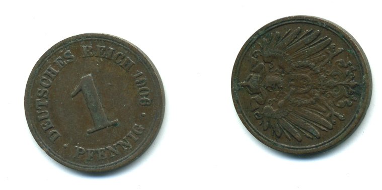 ГЕРМАНИЯ 1 ПФЕННИГ 1906 F KM 10, J. 10 медь 54-161