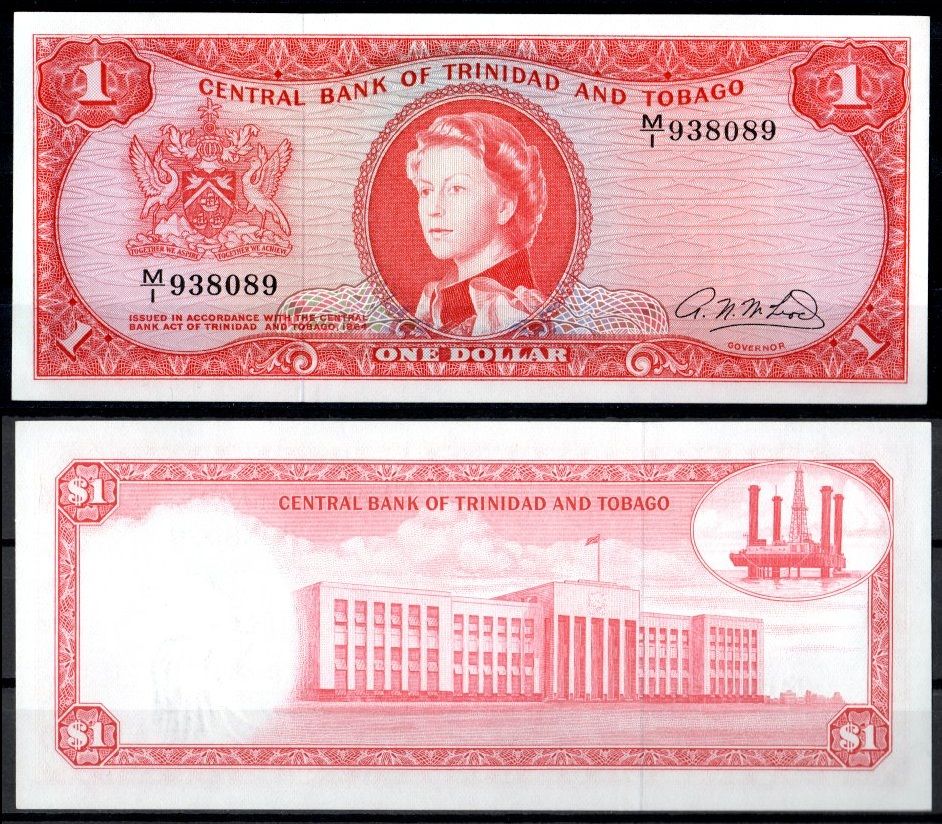 Тринидад и Тобаго 1 доллар 1966 L. 1964 Pick 26 b (2) бумага UNC (пресс) 451-1088-3
