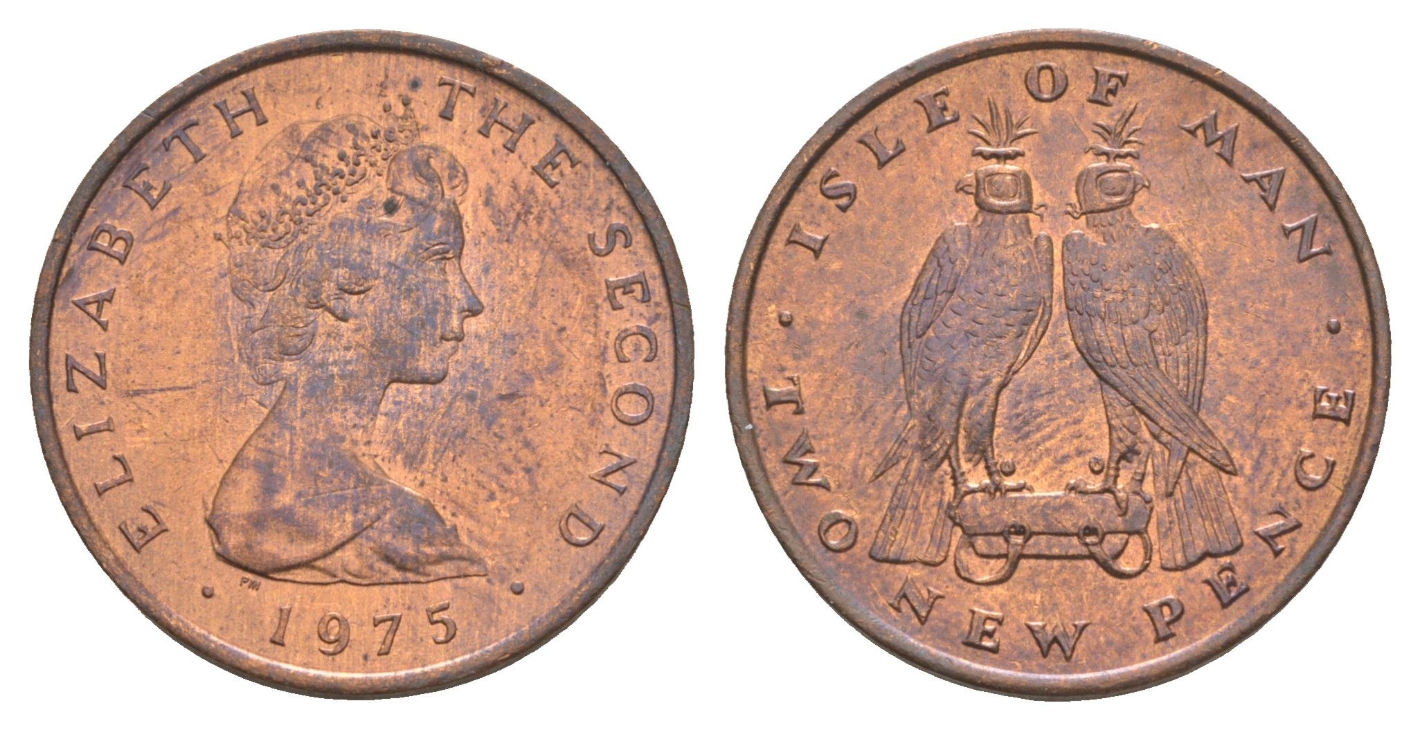 Остров Мэн 2 пенса 1975 PM, Елизавета II (1952-2022) KM 21 бронза aUNC 4652-734