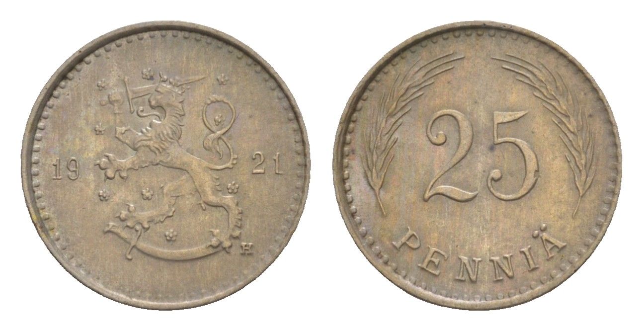 Финляндия 25 пенни 1921 KM 25 медно-никель 4658-854