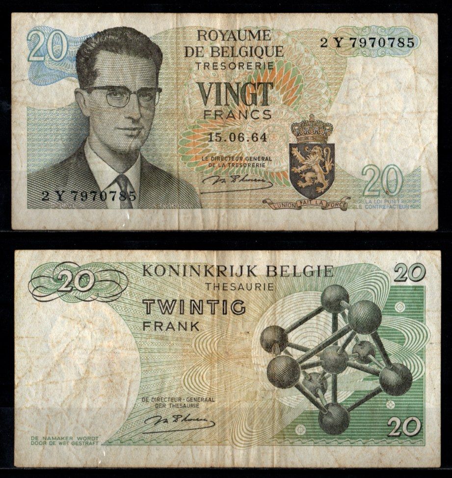 Бельгия 20 франков 1964 Pick 138 (1) бумага 8602-42-2-1