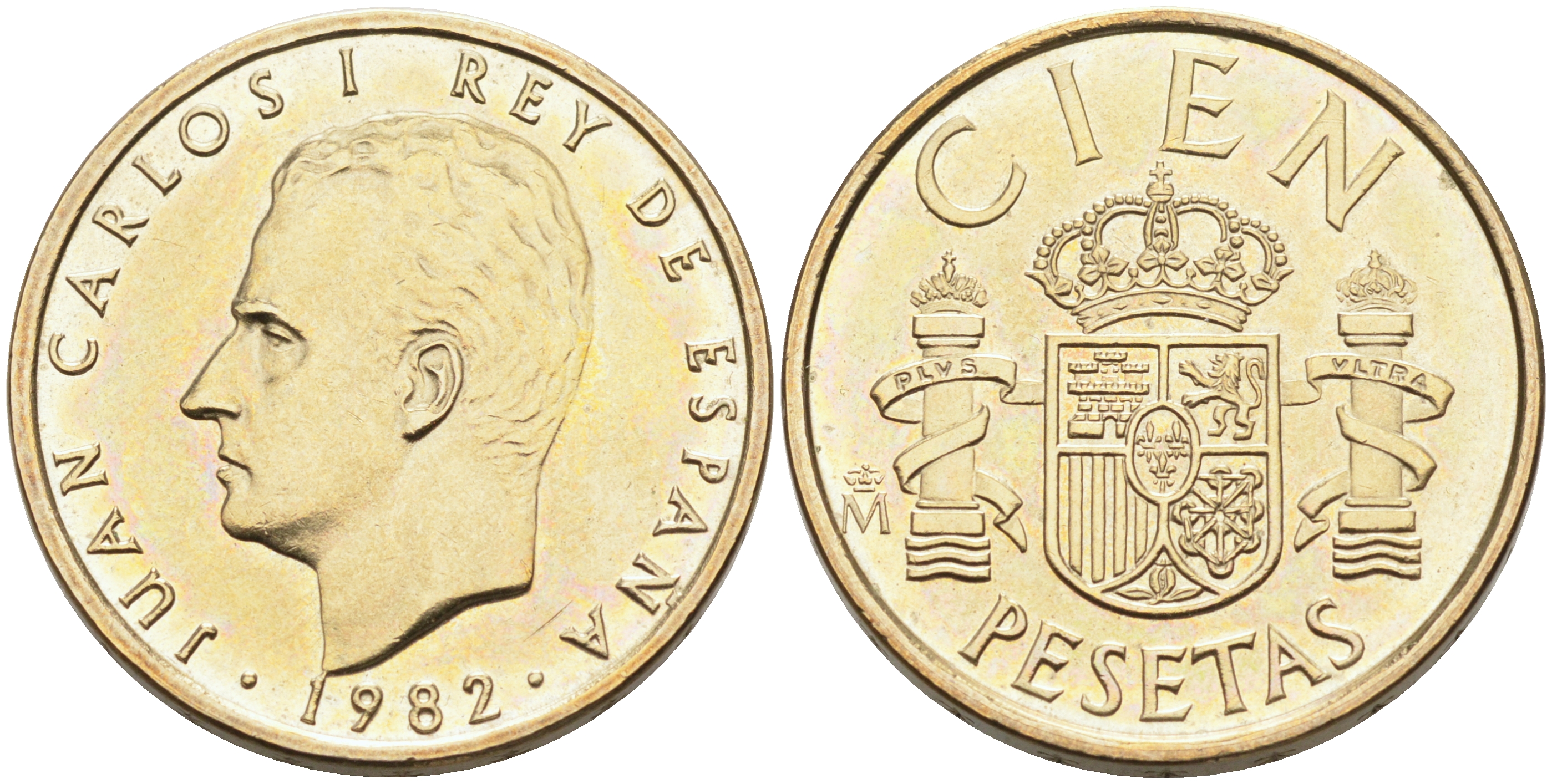 ИСПАНИЯ 100 ПЕСЕТ 1982 ХУАН КАРЛОС I (1975-) KM 826 алюминиевая бронза 4589-137