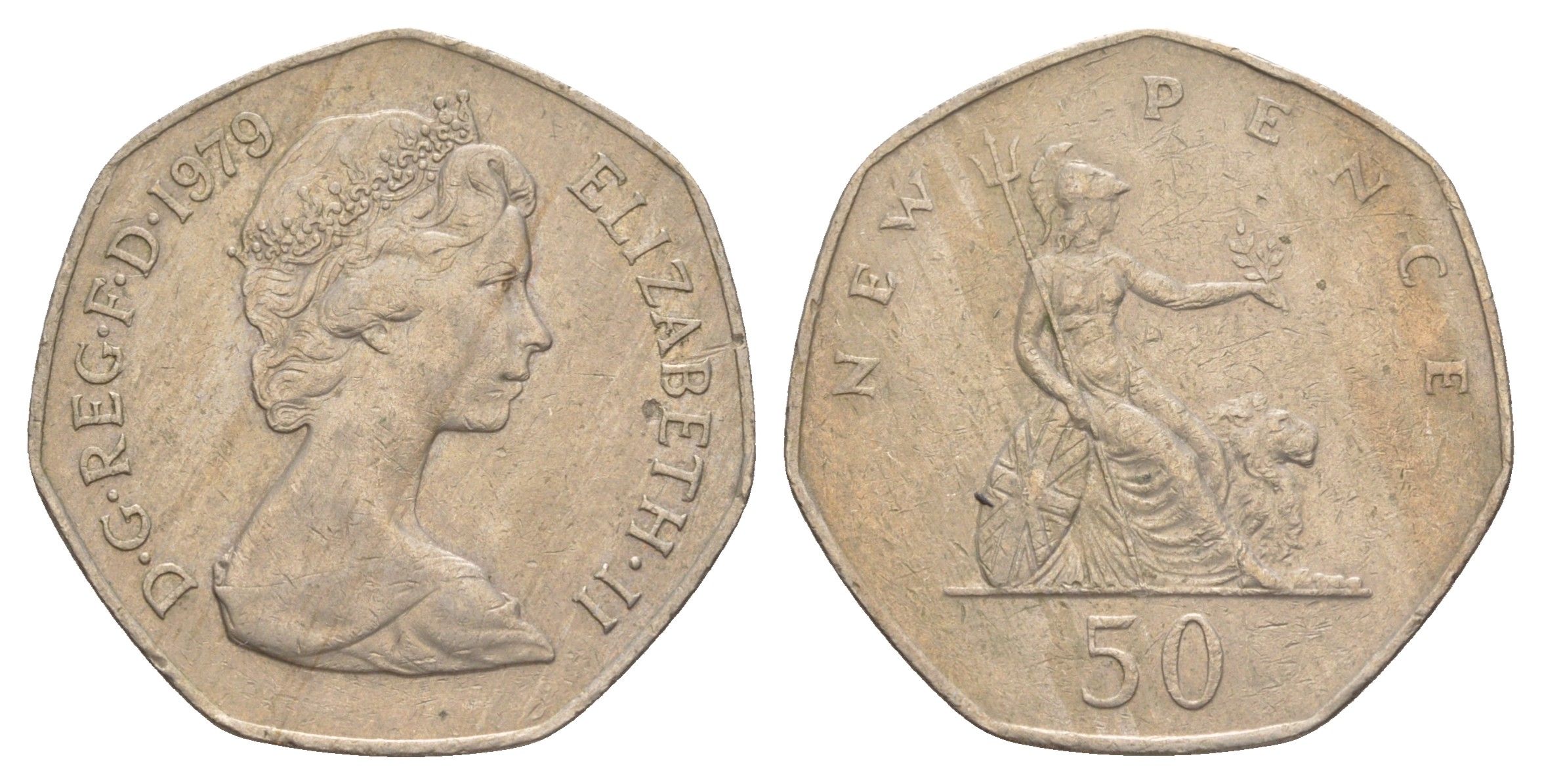 Великобритания 50 пенсов 1979 Елизавета II (1952-2022) KM 913, Spink 4223 медно-никель 4634-621