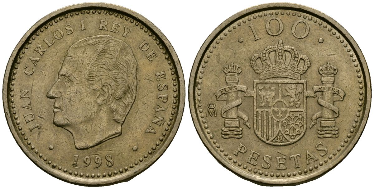 Испания 100 песет 1998 Король Хуан Карлос I (1975 - 2014) KM 989 алюминиевая бронза 4137-314