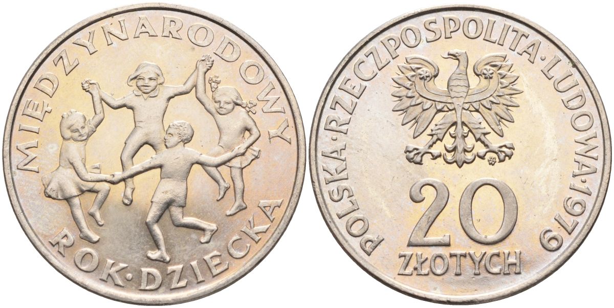 Польша 20 злотых 1979 Международный год детей Y 99 медно-никель 4565-646