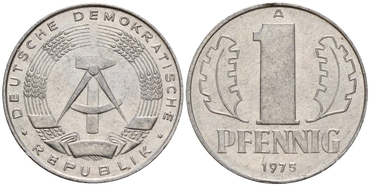 ГДР 1 пфенниг 1975 A KM 8.1 алюминий 112-523