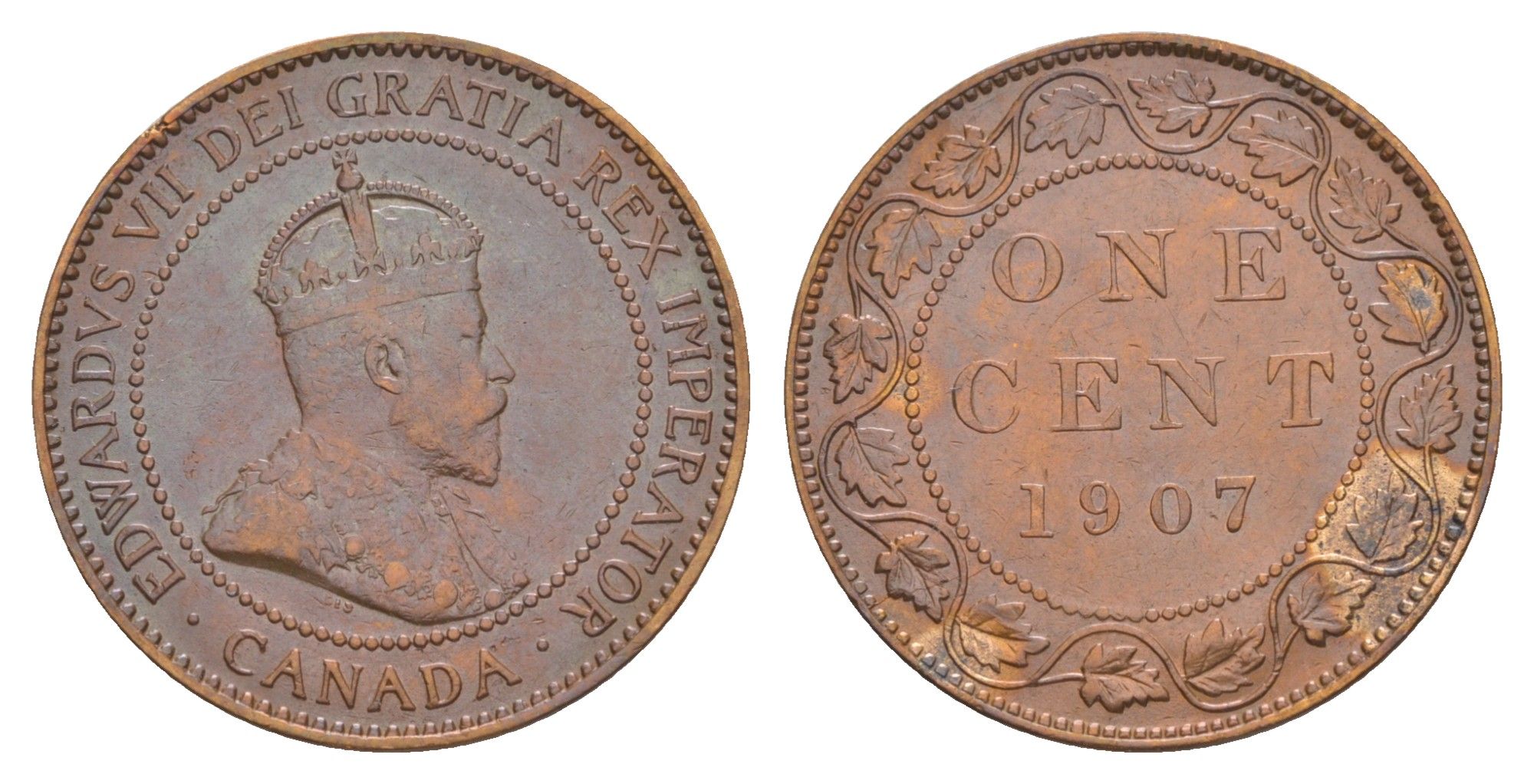 Канада 1 цент 1907 Эдуард VII (1901-1910) KM 8 бронза 1527-842