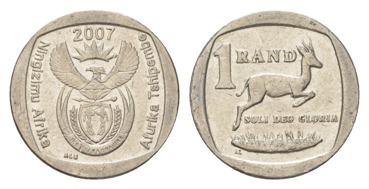 ЮАР 1 ранд 2007 KM 344 медь плакированная никелем 4627-456