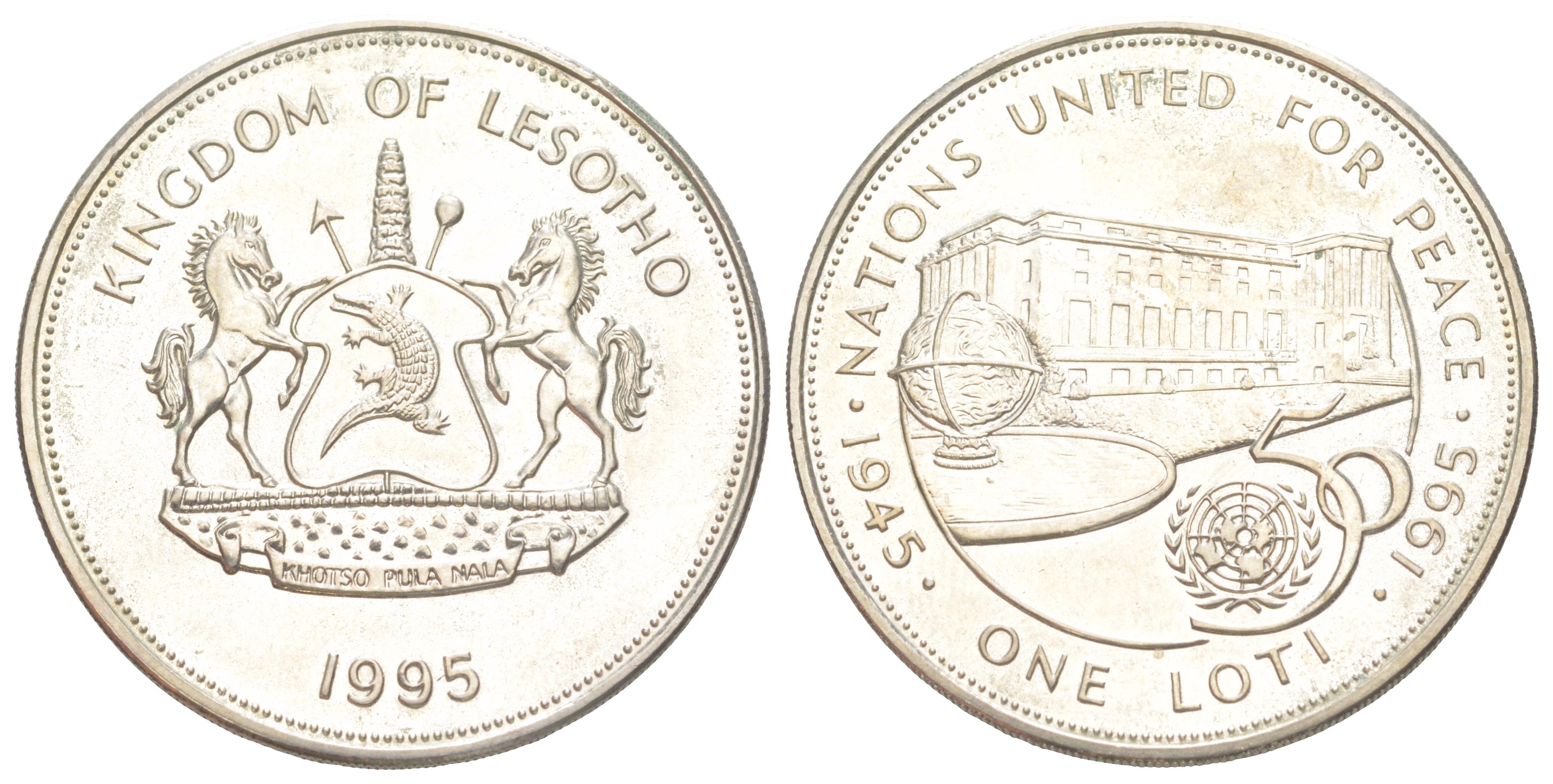 Лесото 1 лоти 1995 50 лет ООН KM 60 медно-никель BU 1523-821