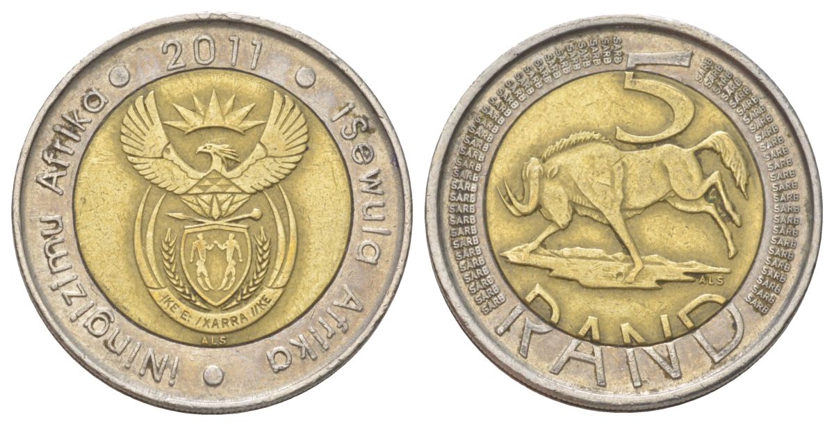 ЮАР 5 рандов 2011 KM 506 биметалл 4626-911