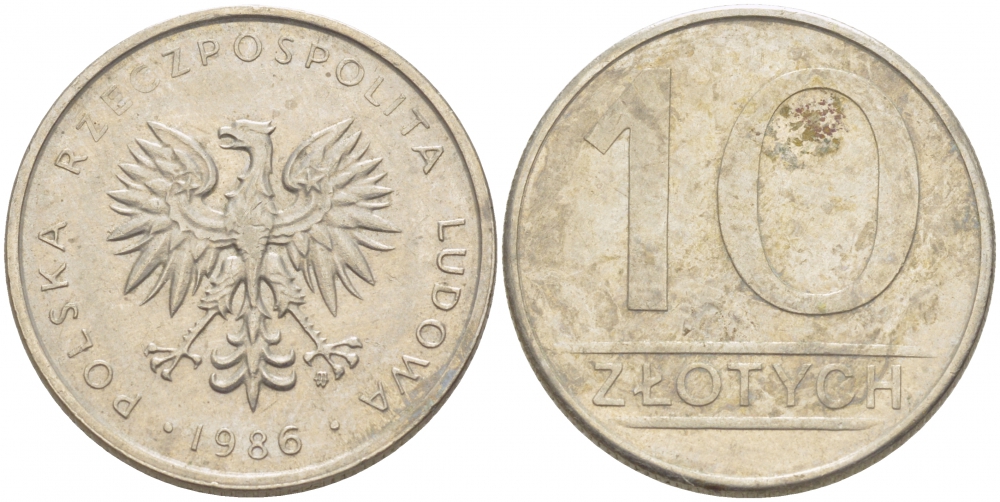 ПОЛЬША 10 ЗЛОТЫХ 1986 MW KM 152.1 медно-никель 213-832