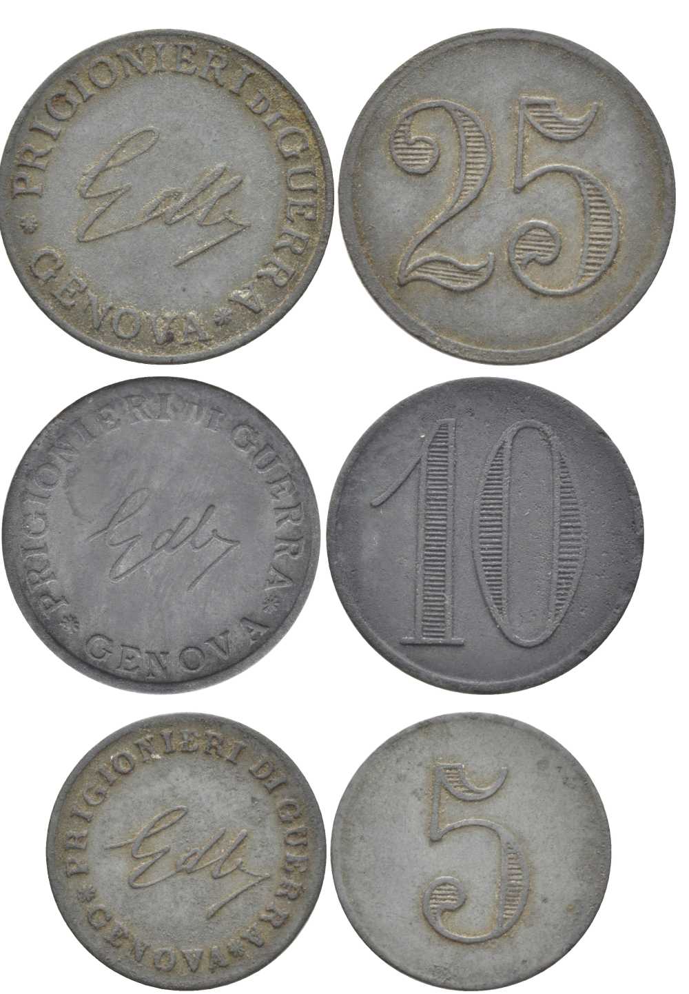 АВСТРИЯ ЛОТ ИЗ 3 МОНЕТ (5, 10, 25 ГЕЛЛЕРОВ) ND ЛАГЕРНЫЕ ДЕНЬГИ, ЛАГЕРЬ ИТАЛЬЯНСКИХ ВОЕННОПЛЕННЫХ GENOVA, ПЕРВАЯ МИРОВАЯ ВОЙНА, НОТГЕЛЬД, ЛАГЕРГЕЛЬД, PRINCIONIERI DI GUERRA цинк N5-69