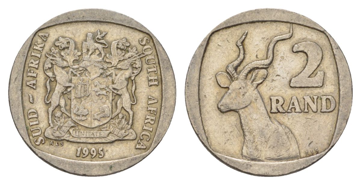 ЮАР 2 ранда 1995 KM 139 медь плакированная никелем 4626-1151