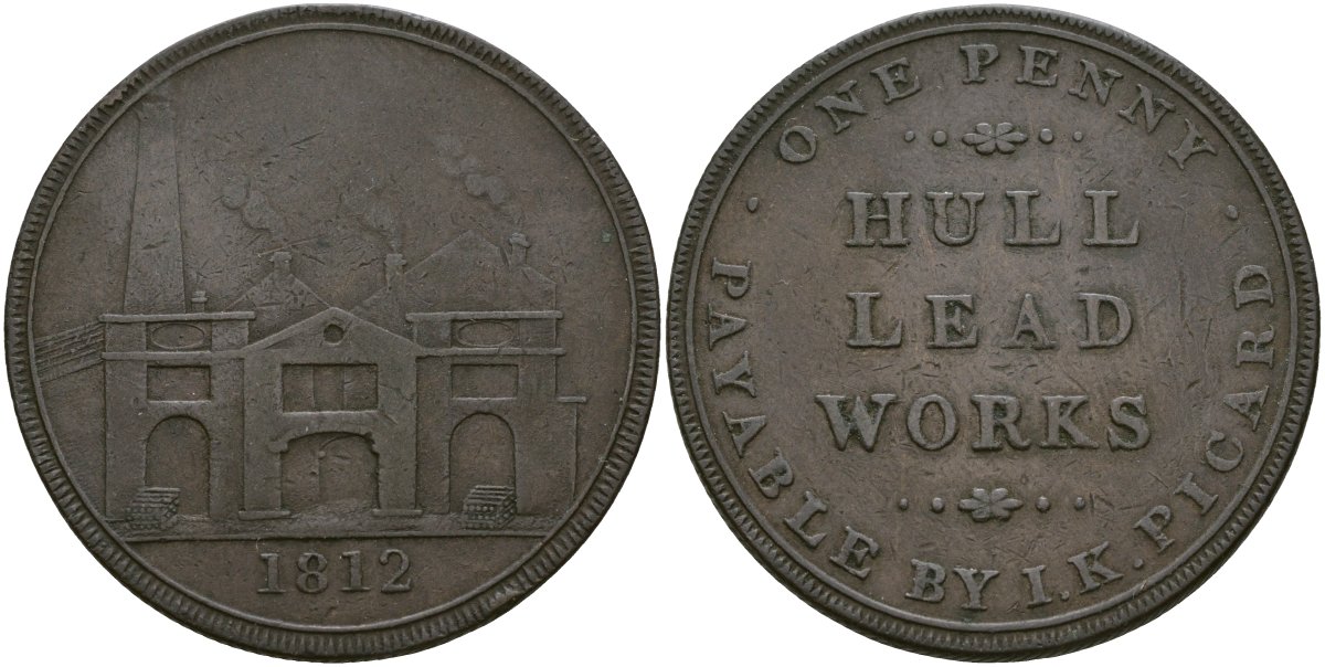 Великобритания, Йоркшир 1 пенни 1812 Withers 756a медь 1526-1114