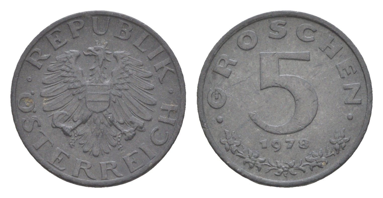 Австрия 5 грошей 1978 KM 2875 цинк 4567-836