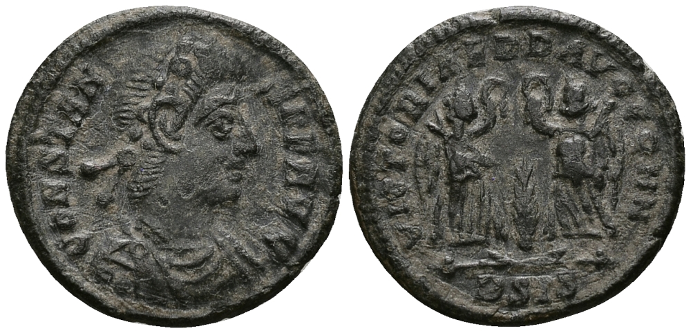 Римская Империя нуммий 347 - 348 Констант VICTORIAE DD AVGGQ NN Сисция Good Very fine (степень редкости С2) RIC 195 бронза 1073-6-65