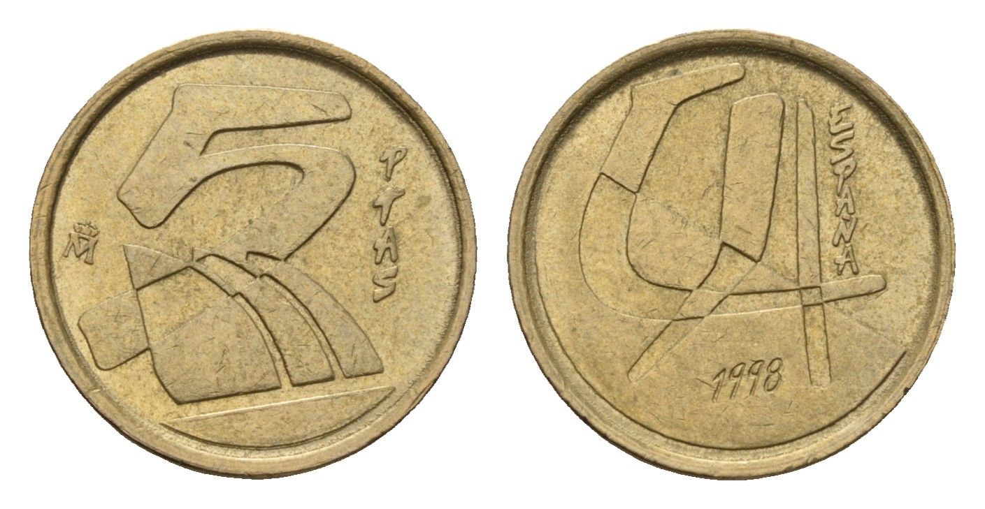 Испания 5 песет 1998 Хуан Карлос I (1975-2014) KM 833 алюминиевая бронза 4611-129