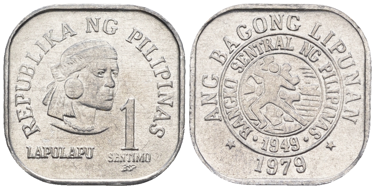 Филиппины 1 сентимо 1979 вождь острова Мактан Лапу-Лапу KM 205 алюминий  UNC  220-1067
