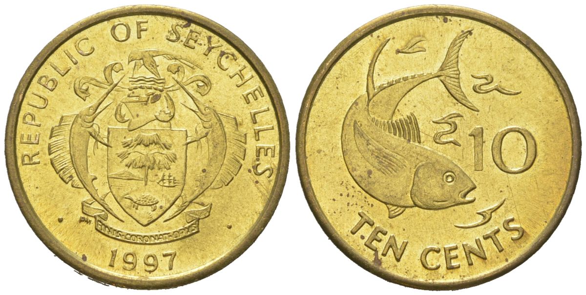 Сейшельские Острова (Сейшелы) 10 центов 1997 KM 48 латунь UNC 4618-1154