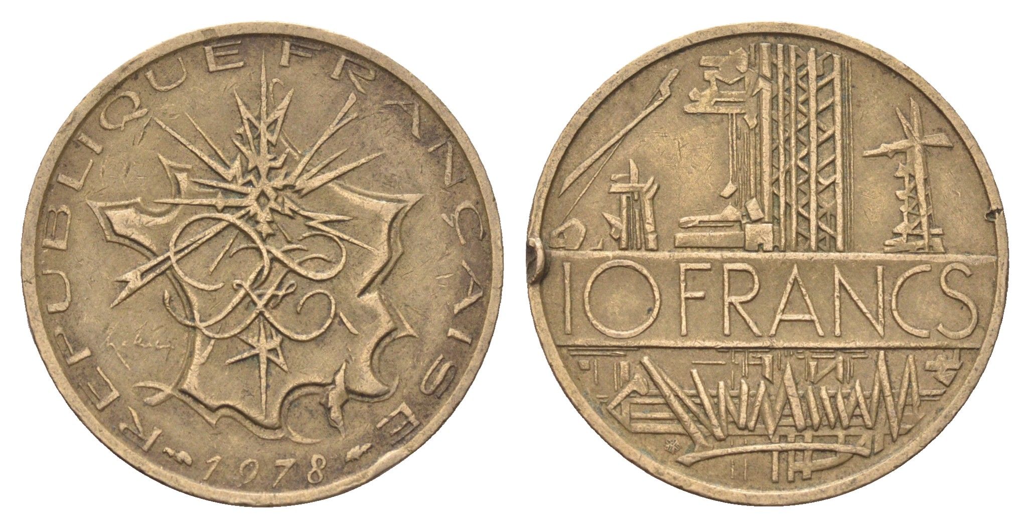 Франция 10 франков 1978 KM 940 медь алюминий никель 4704-452