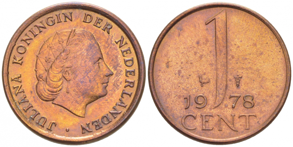 НИДЕРЛАНДЫ 1 ЦЕНТ 1978 ЮЛИАНА KM 180 бронза 3718-153