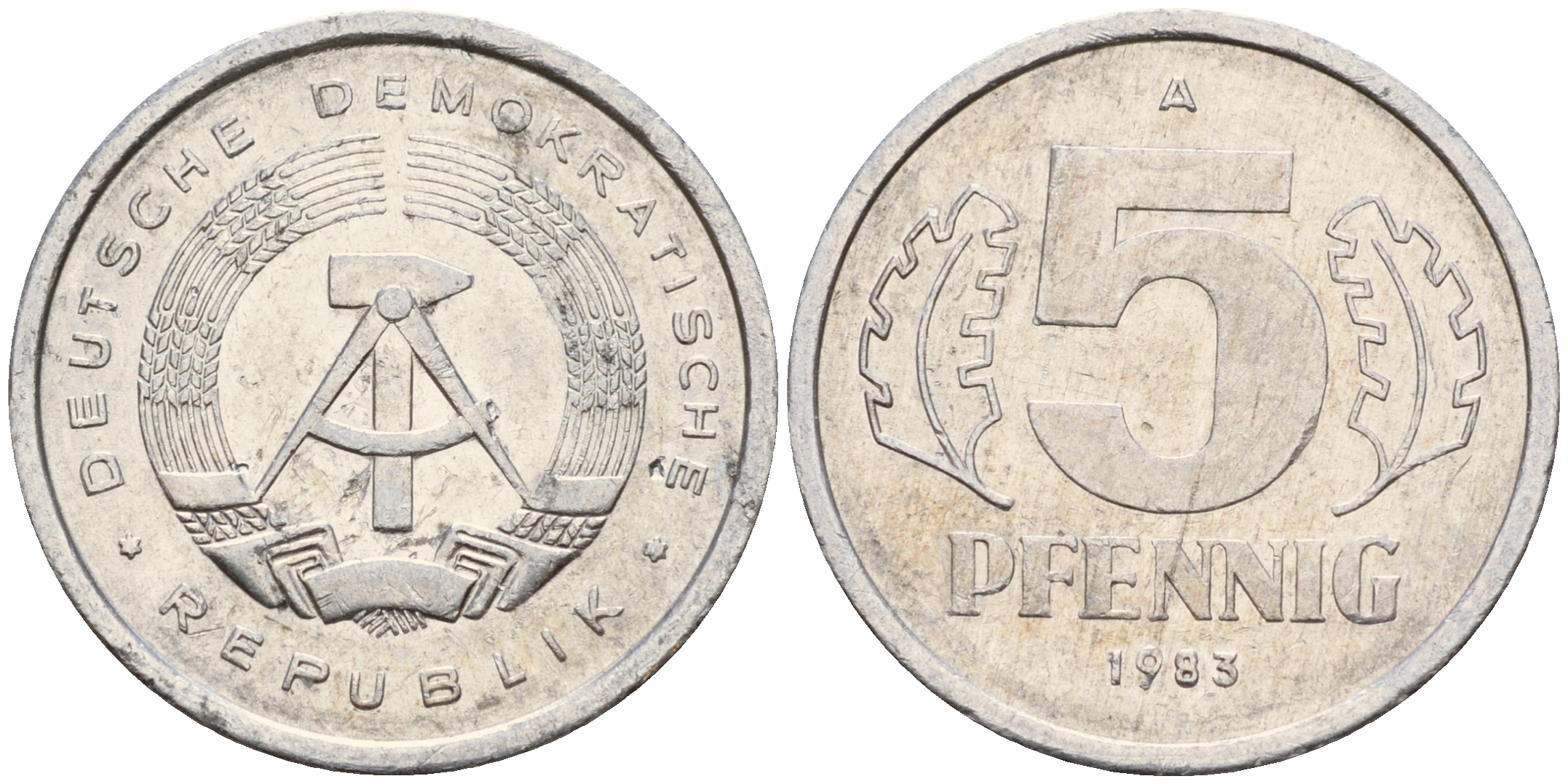 ГДР 5 пфеннигов 1983 А  KM 9.2 алюминий    4115-136