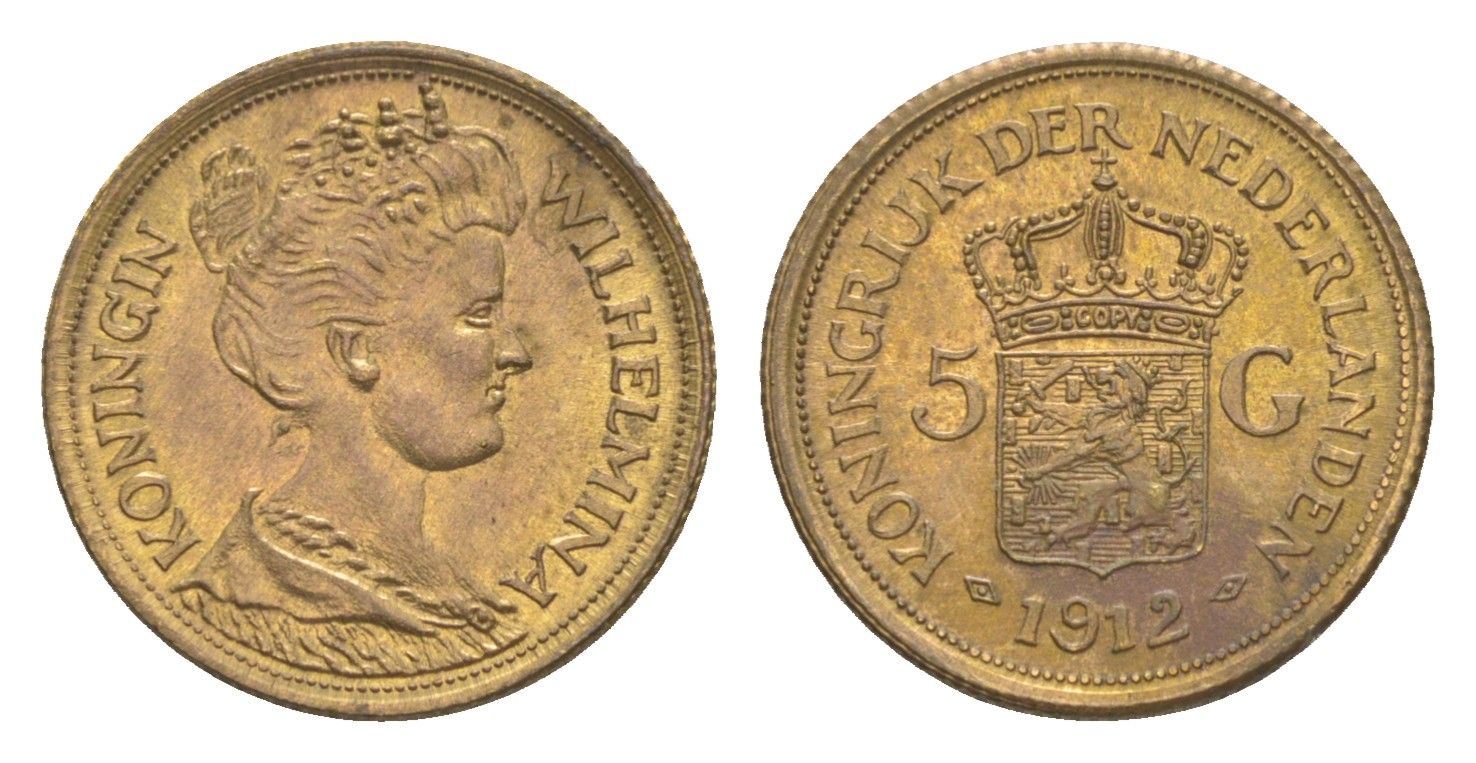 Нидерланды игрой жетон в 5 гульденов (КОПИЯ) 1912 диаметр 18 мм, вес 3 гр тип - KM 151 желтый металл 4613-246