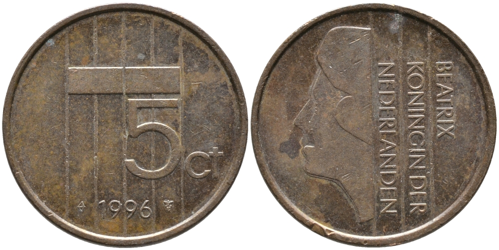 Нидерланды 5 центов 1996 Беатрикс (1980-2013) KM 202 бронза 4609-363