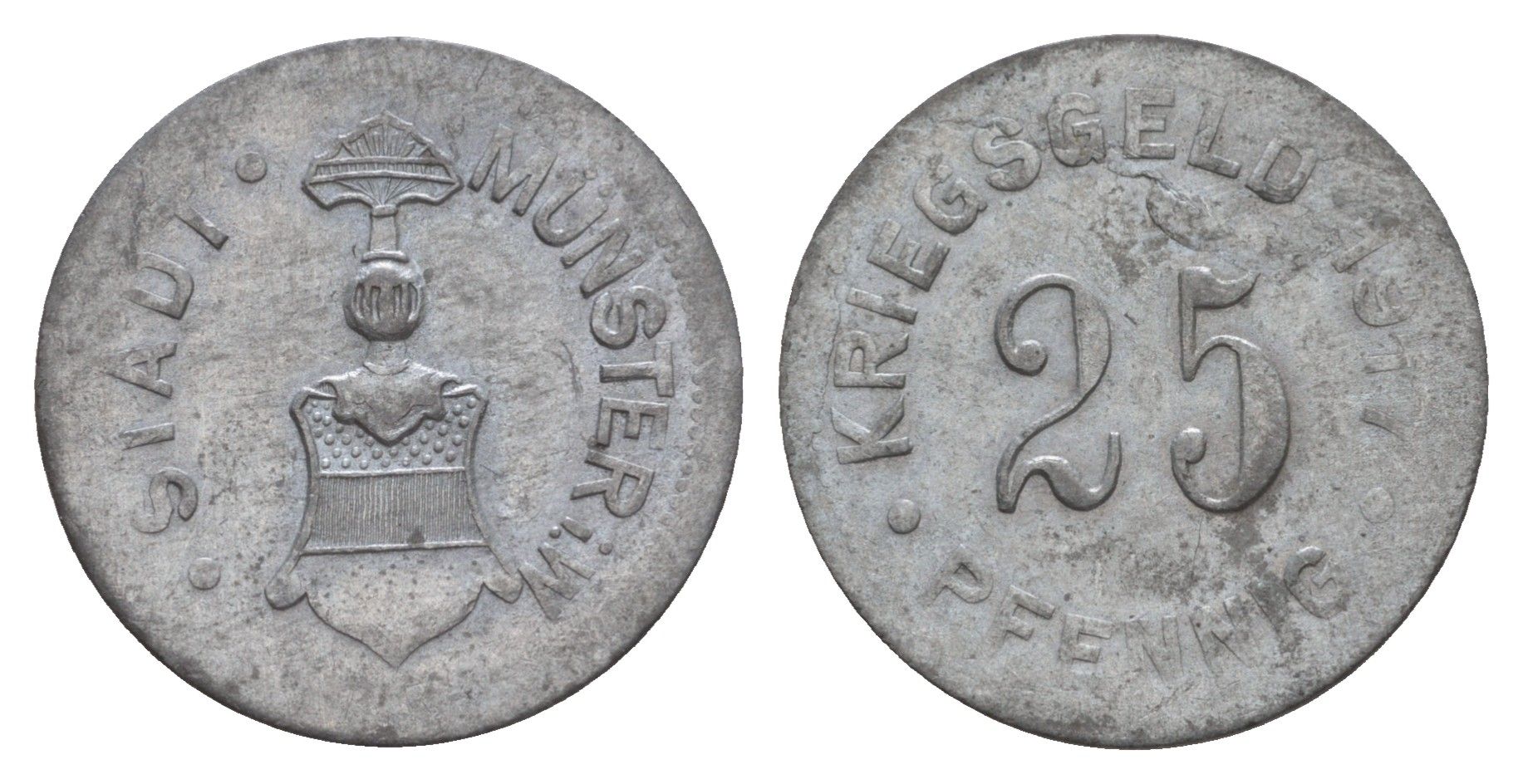 Мюнстер 25 пфеннигов 1917 Funck 350.2A, Men18 22667.3 цинк 4659-365