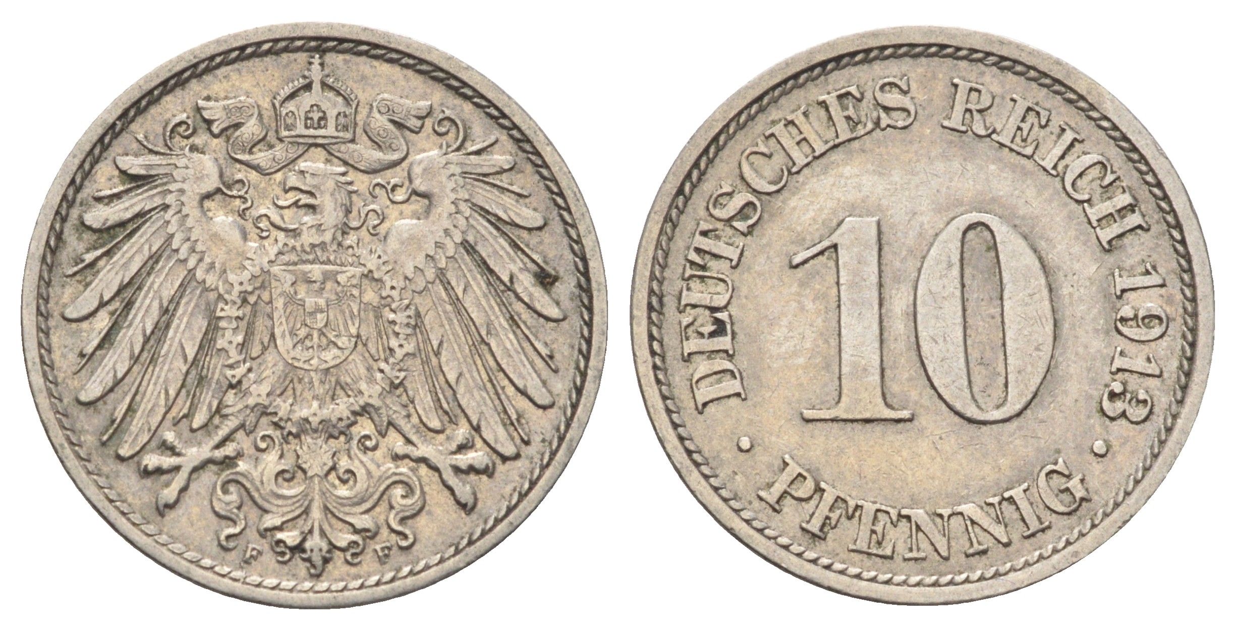 Германия 10 пфеннигов 1913 F KM 12, J. 13 медно-никель 4701-1135