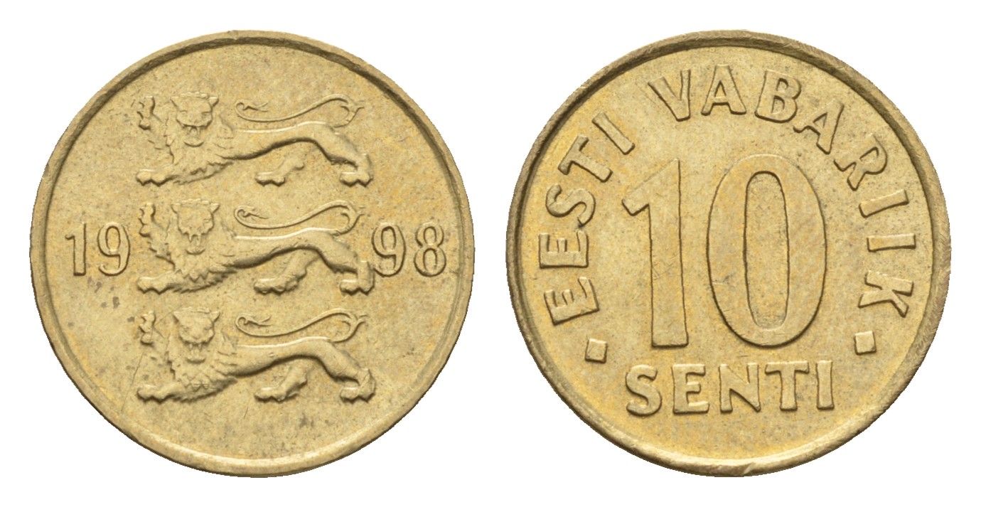 Эстония 10 сентов 1998 KM 22 латунь UNC 4689-644