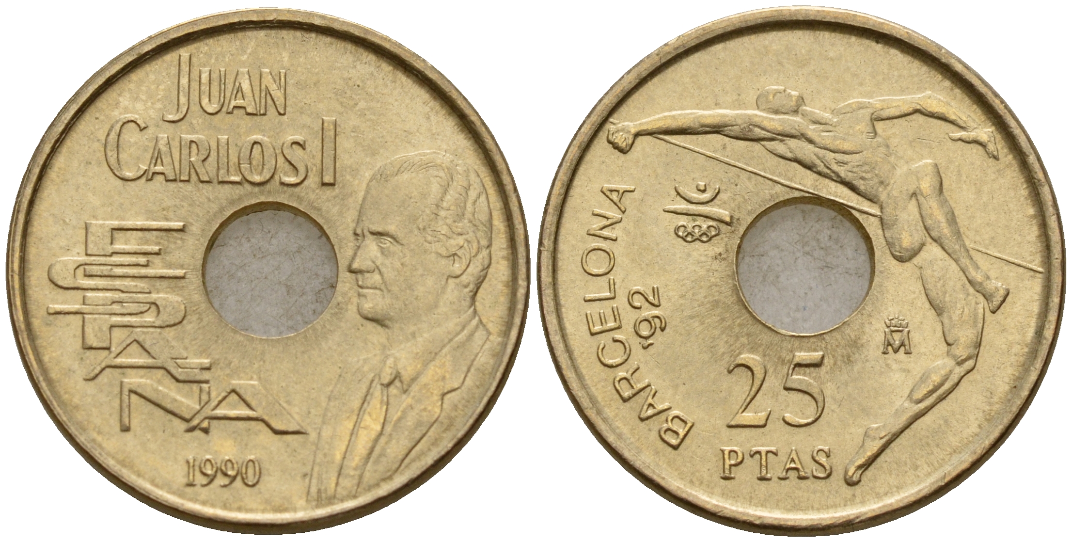 Испания 25 песет 1990 Олимпиада в Барселона 92, прыжки в высоту KM 851 никель бронза UNC 4597-145