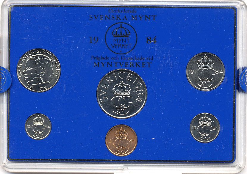 Швеция набор монетного двора из 6 монет 1984 в пластике, Карл XVI Густав (1973- ) KM MS31 UNC 5-4-2-44