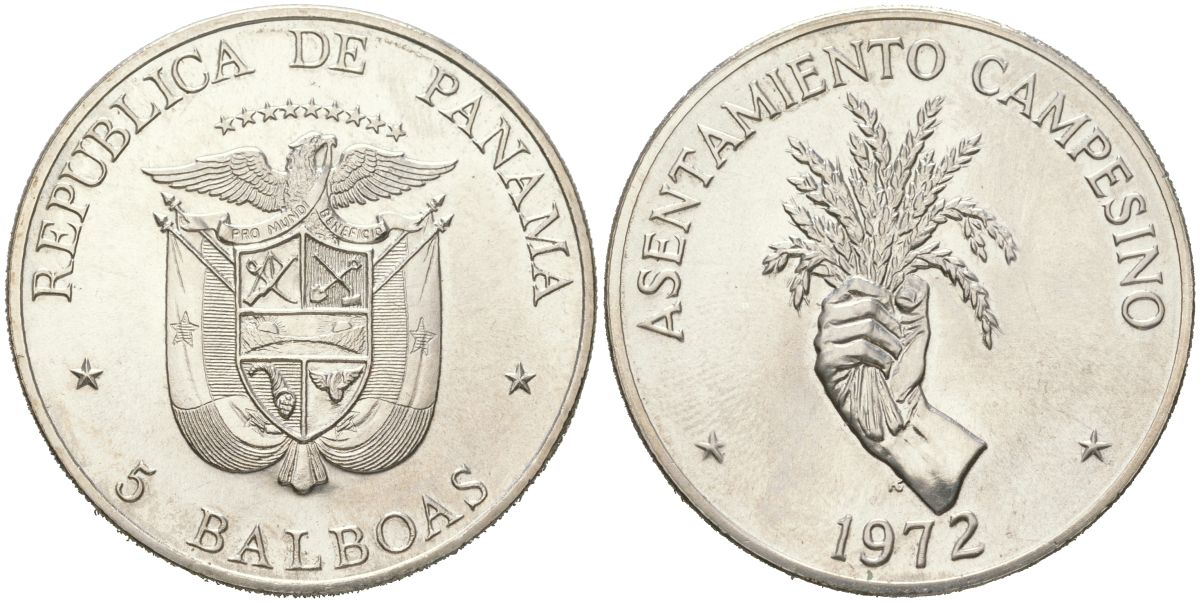 Панама 5 бальбоа 1972 ФАО - Сельские поселения KM 30 серебро BU 4184-631