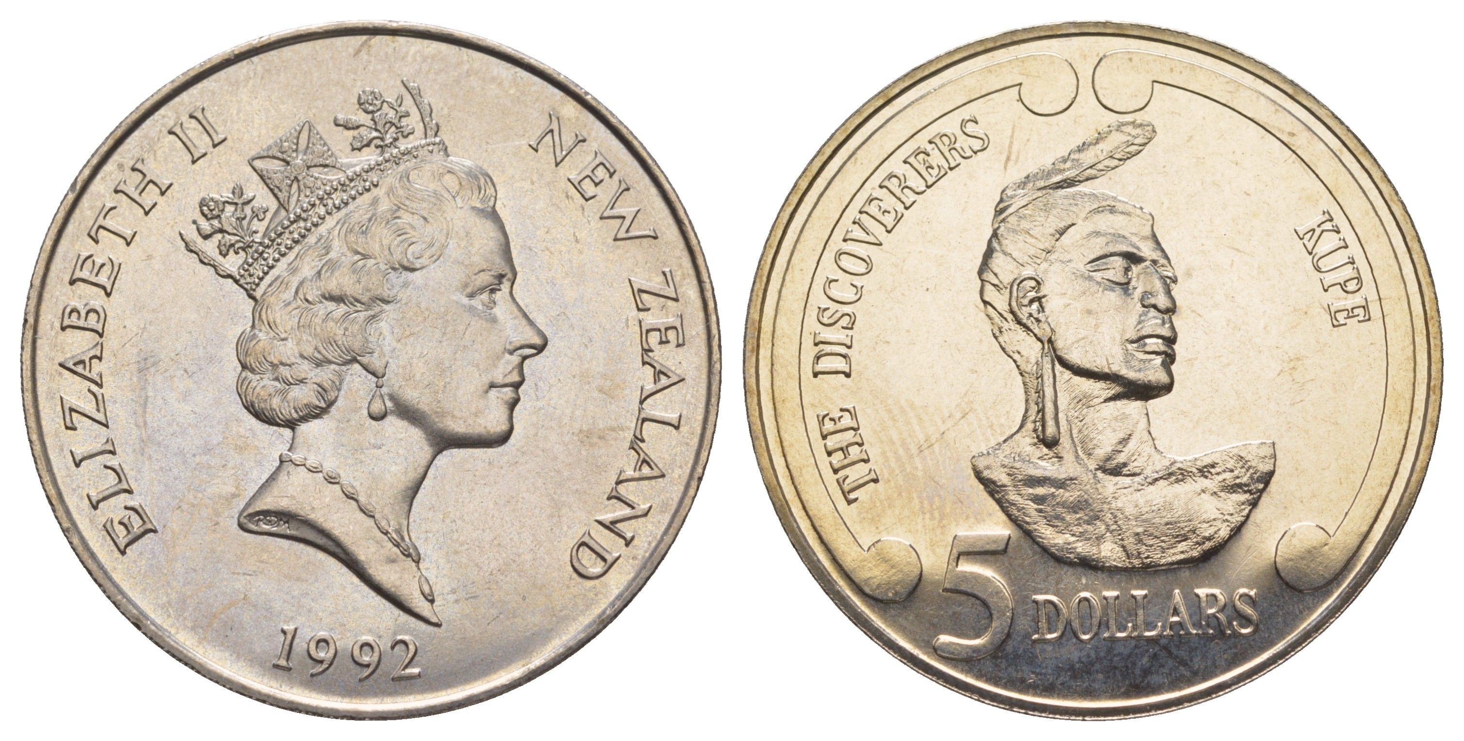 Новая Зеландия 5 долларов 1992 Первооткрыватели - Купе KM 83 медно-никель BU 5010-1315