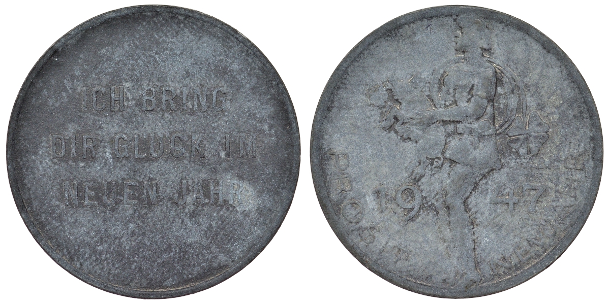 Австрия жетон 1947 удачи в новом году, девушка со свиньей и клевером цинк 4121-135
